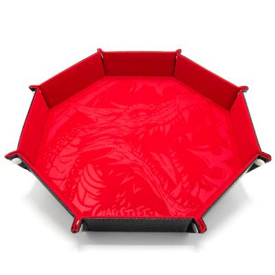 CritStones XL Octagonal Foldable Dice Tray - Dragon Skin - Red