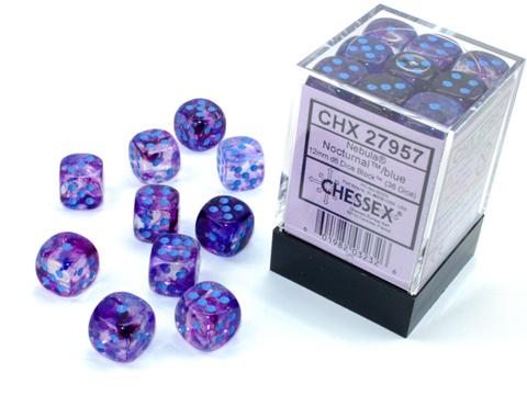 Chessex: Nebula 12mm W6 Nocturnal/blue Luminary Würfel Block (36)