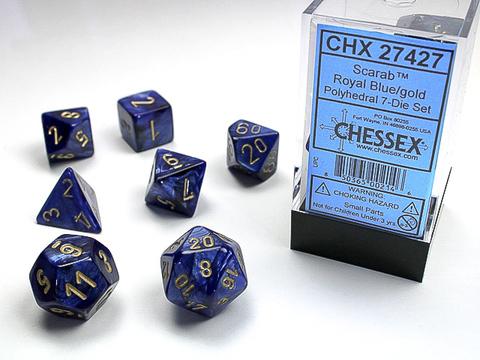 Chessex: Scarab Polyhedral Royal Blue/gold Rollenspiel Set (7)
