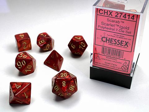 Chessex: Scarab Polyhedral Scarlet/gold Rollenspiel Set (7)