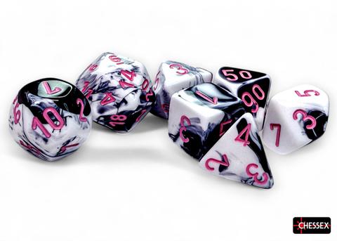 Chessex: Gemini Polyhedral Black-White/pink Rollenspiel Set (7)