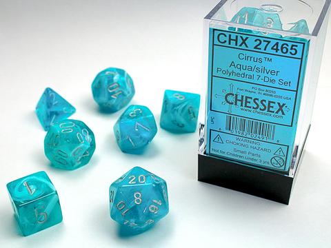 Chessex: Cirrus Polyhedral Aqua/silver Rollenspiel Set (7)
