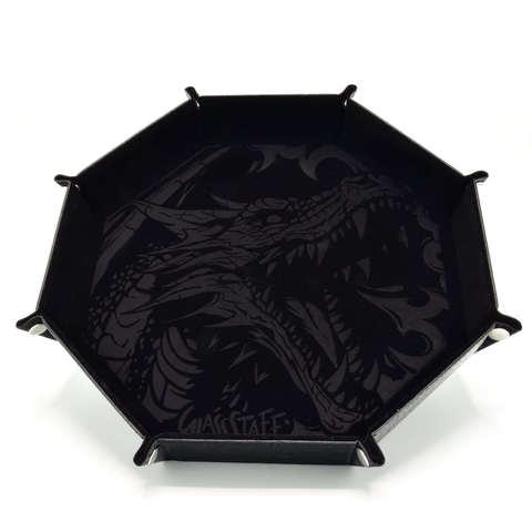 CritStones XL Octagonal Foldable Dice Tray - Dragon Skin - Black