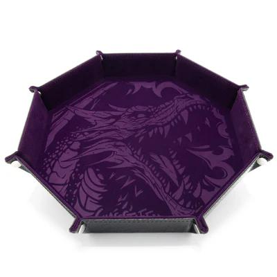 CritStones XL Octagonal Foldable Dice Tray - Dragon Skin - Purple