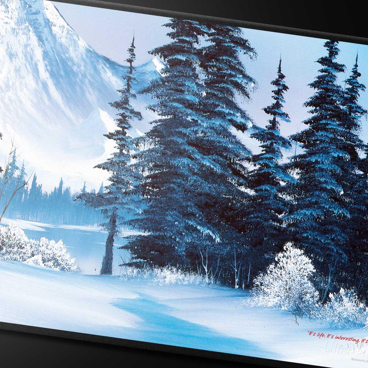Ultra Pro - Bob Ross - Winter Paradise Black Stitched Playmat for Tabletop Gaming
