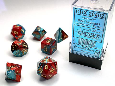 Chessex: Gemini Polyhedral Red-Teal/gold Rollenspiel Set (7)