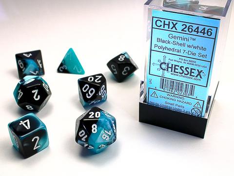 Chessex: Gemini Polyhedral Black-Shell/white Rollenspiel Set (7)