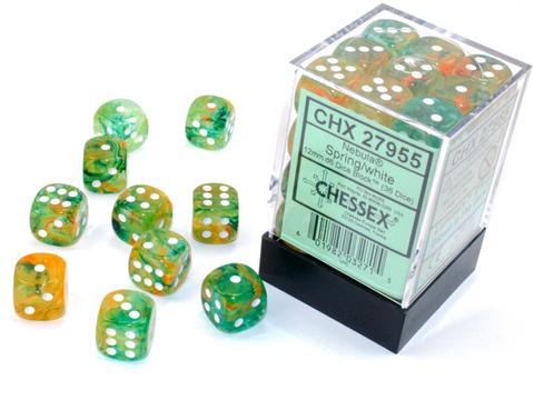 Chessex: Nebula 12mm W6 Spring/white Luminary Würfel Block (36)